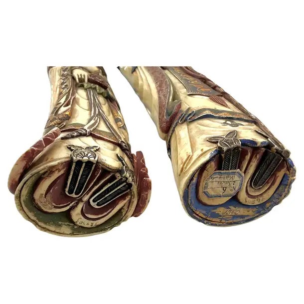 Large Carved and Polychrome Chinese Figurines, a Pair For Sale - Image 12 of 13