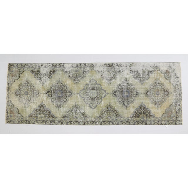1950's Vintage Turkish Hand-Knotted Distressed Runner Rug - 4′4″ × 12′ For Sale - Image 12 of 12