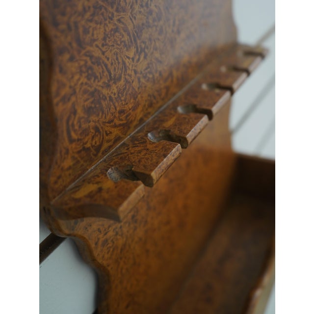 Traditional Primitive Style Wood Collector Sponge Painted Spoon Holder W. Carved Sun Rays For Sale - Image 3 of 8