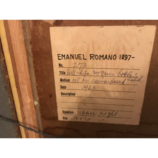 Cerulean Still Life With Bottle and Head Painting For Sale - Image 8 of 9