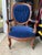 Gorgeous blue upholstery Victorian loveseat with matching chair - great condition! It's been in my family since the 1880s,...