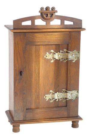 Vintage Dutch Oak Medicine Cabinet with Brass Decor, 1920s