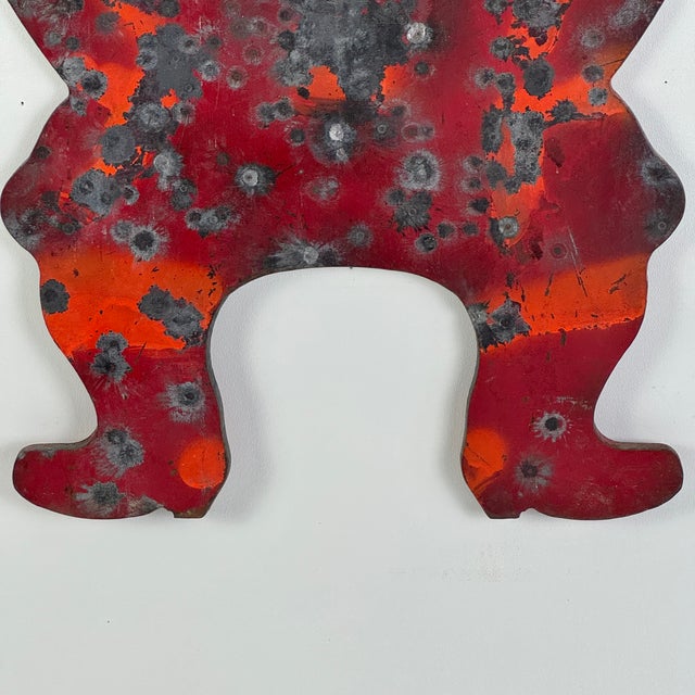 Mid 20th Century Vintage Cast Iron Double Sided Cowboy Shooting Gallery Target, in Red For Sale - Image 5 of 9