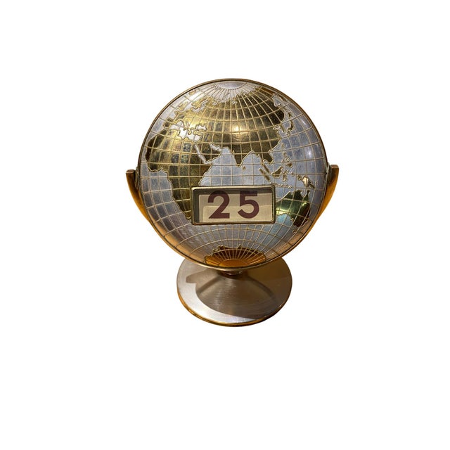 Brass Mid-Century Modern Perpetual Globe Flip Calendar For Sale - Image 8 of 11