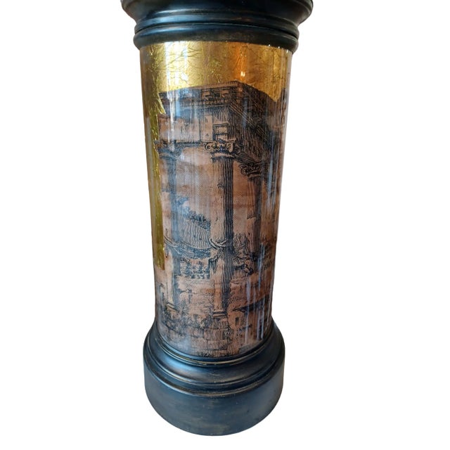 Vintage Eglomise Reverse Painted Table Lamp For Sale - Image 4 of 4