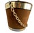 1960s Gorges Briard Brown Suede Ice Bucket with Gold Tone Chain Handle For Sale - Image 9 of 12