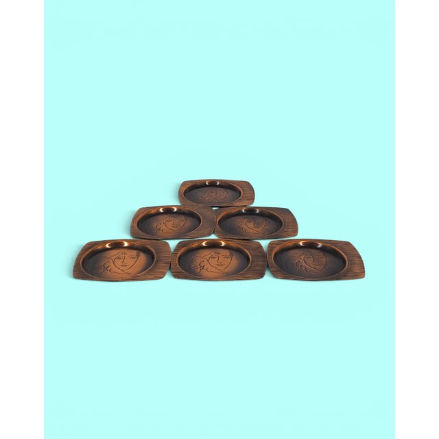 Elevate your entertaining with this authentic 6-piece set of vintage coasters, crafted in 1970s by the renowned Polish...