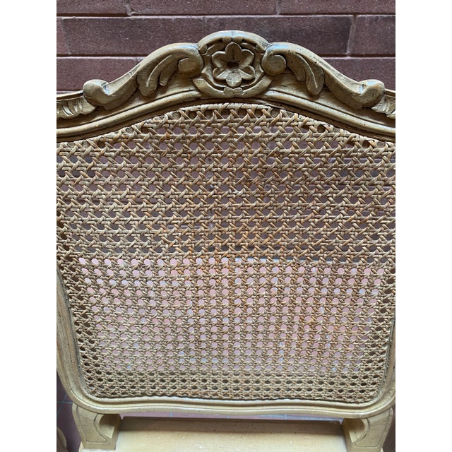 Vintage French Provincial Cane Louis XV Style Wood Dining Chair. Three Available For Sale - Image 4 of 8