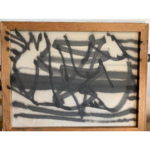 1980s Abstract Mixed-Media Graffiti Painting on Canvas For Sale - Image 10 of 10