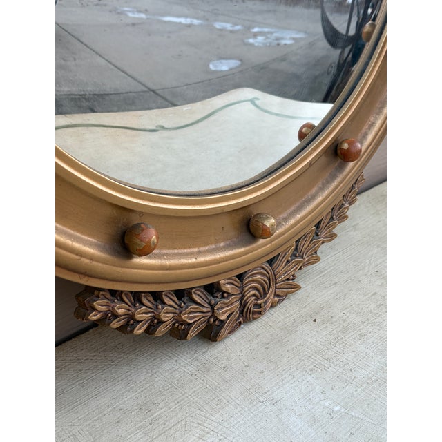 Gold Mid 20th Century American Federal Giltwood Eagle Bullseye Convex Mirror For Sale - Image 8 of 11