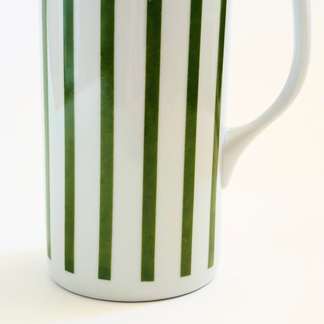 MCM LaGardo Tackett Green Striped Porcelain Pitcher - Schmid International Porcelain For Sale - Image 10 of 13