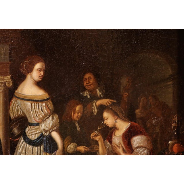 After Frans Van Mieris Il Vecchio, Company in an Interior, 1700, Oil on Canvas, Framed For Sale - Image 9 of 15