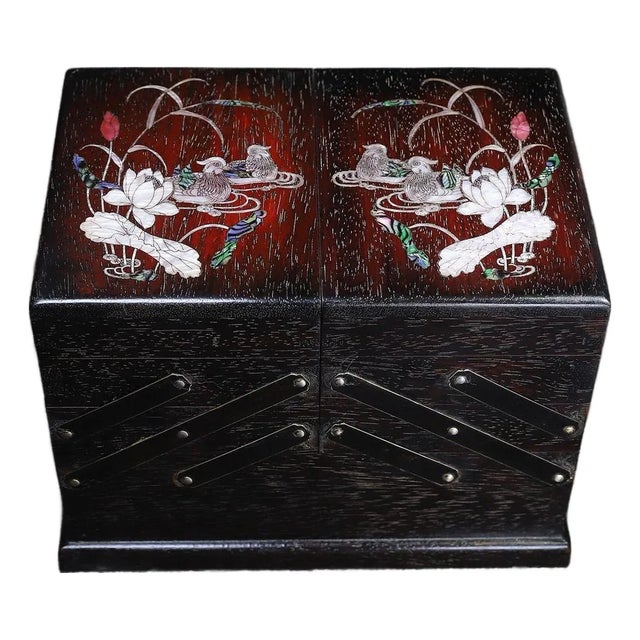 Zitan Wood Expanding Box Inlaid With Mother-of-Pearl For Sale