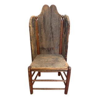 19th Century Primitive Folk Art "Make-Do" Fireside Wing Chair For Sale