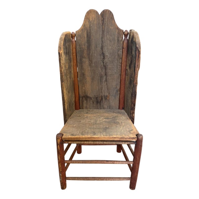 19th Century Primitive Folk Art "Make-Do" Fireside Wing Chair For Sale
