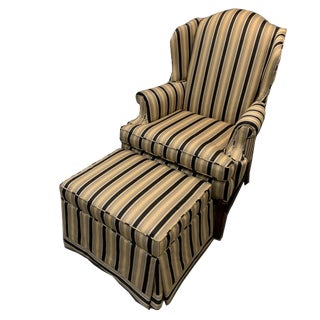 Sherrill Furniture Wing Chair and Ottoman For Sale