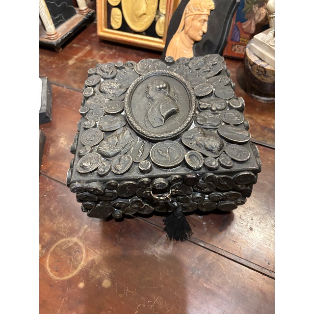 Decorated Neoclassical Style Cameo and Intaglio Custom Box With Tassel For Sale In Palm Springs - Image 6 of 8