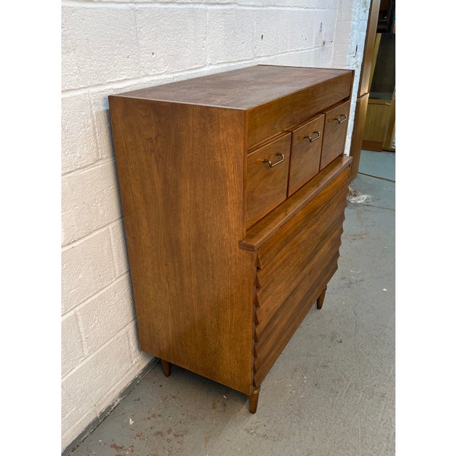 Mid 20th Century American of Martinsville 'Dania' Walnut High-Boy Dresser by Merton Gershun For Sale In New York - Image 6 of 17