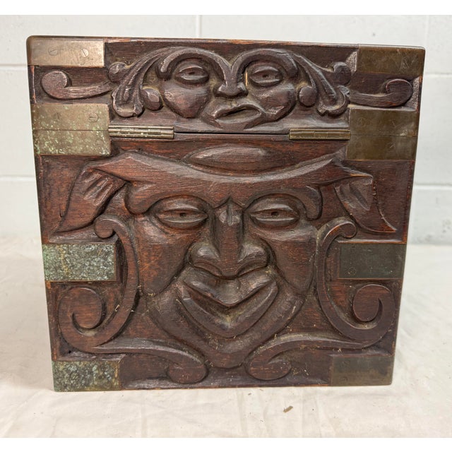 Antique 19th Century Victorian Hand Carved Wood Brass Folk Art Sculptural Box For Sale - Image 15 of 18