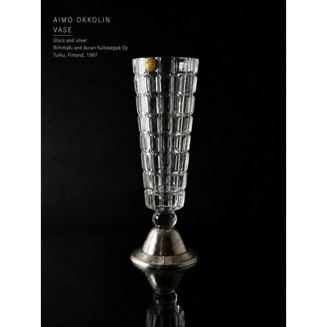 Riihimäki Silver and Crystal Vase, 1967 For Sale - Image 6 of 9