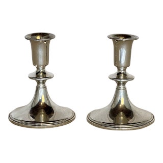 Vintage Pewter Candle Sticks, Pair For Sale