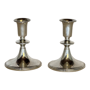 Vintage Pewter Candle Sticks, Pair