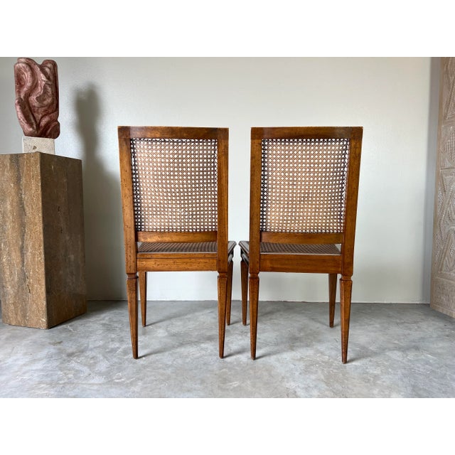 Antique Italian Louis XVI - Style Wood and Cane Accent Chairs - a Pair For Sale In Miami - Image 6 of 12