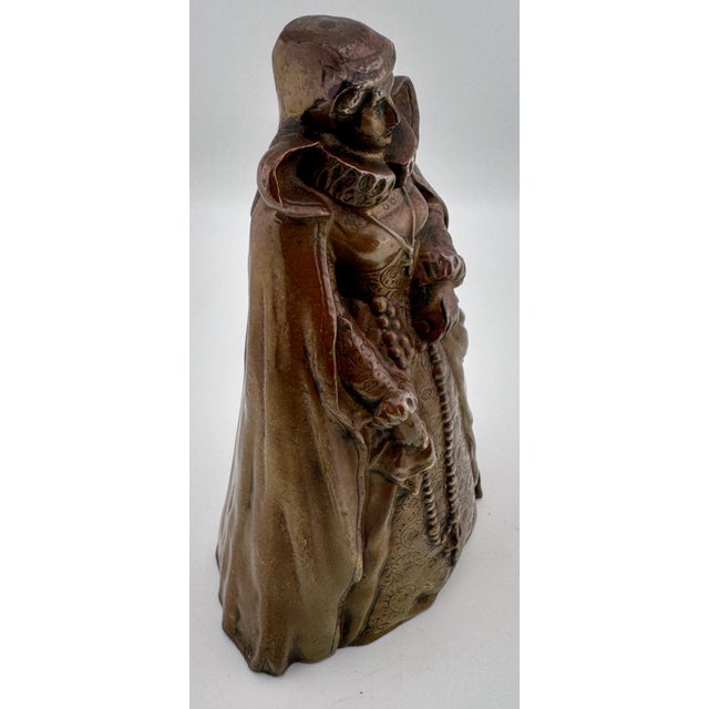 Traditional Virtue Above, Mischief Below: Gothic Revival Bronze Figural Bell Leg Clappers For Sale - Image 3 of 10