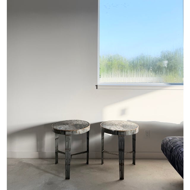 Round Pair of Hand-Welded Steel Rod Brutalist Tables, Set of Two, Tripod Legs For Sale - Image 17 of 17