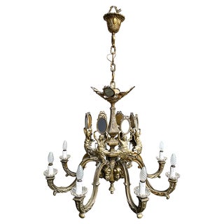 First Half of the 20th Century Golden Bronze Chandelier For Sale