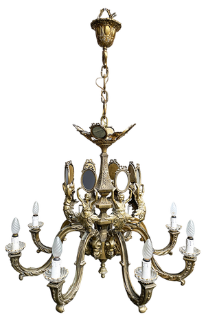 First Half of the 20th Century Golden Bronze Chandelier