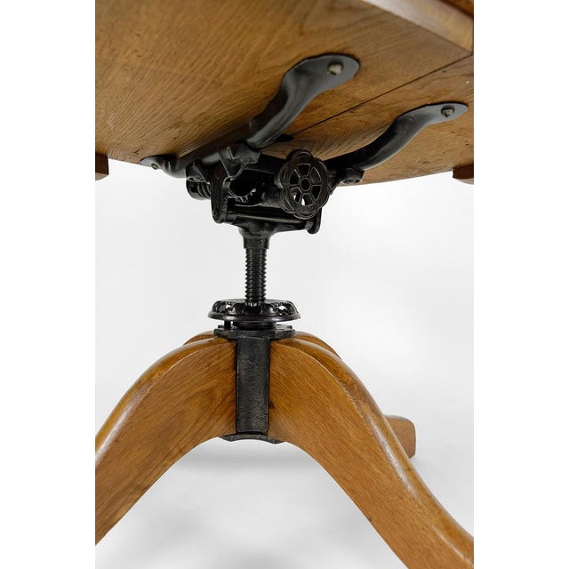 American Swivel Office Armchair in Oak with Leather Seat, 1900s For Sale - Image 11 of 18