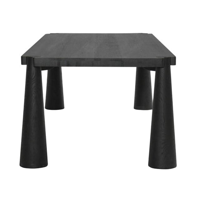 Contemporary Black Oak Cone Leg Dining Table For Sale - Image 3 of 6