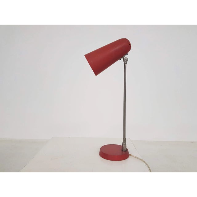 Red Metal Desk Light, 1950s For Sale - Image 9 of 9