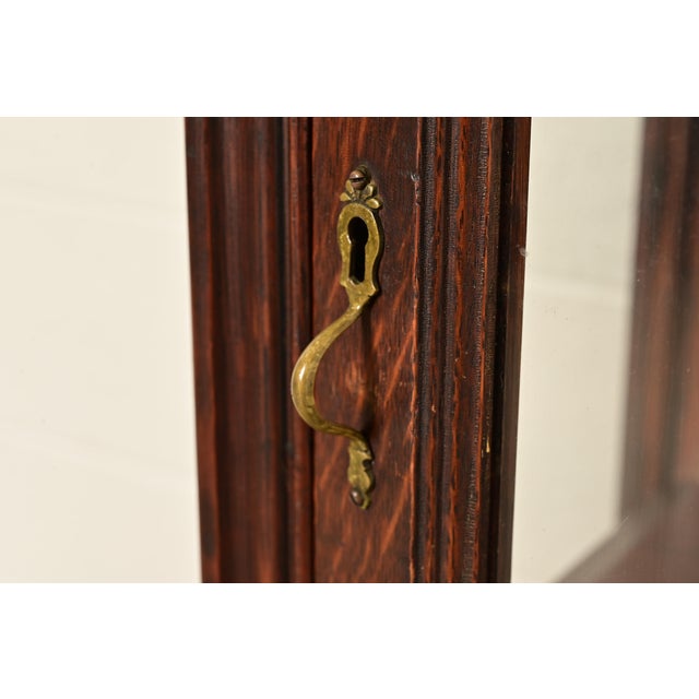 Wood Berkey & Gay Antique Victorian Carved Oak Curved Glass Bookcase or Display Cabinet, Circa 1900 For Sale - Image 7 of 13
