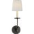 Symmetric Twist Single Sconce in Bronze with Linen Shade Designer: Chapman & Myers Finish: Bronze Height: 16.5" Width:...