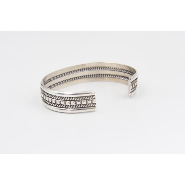 Late 20th Century Tahe Navajo Native American Sterling Silver Cuff Bracelet For Sale - Image 5 of 11