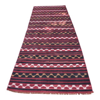 1960s Cabin Style Hand Knotted Kilim Runner For Sale