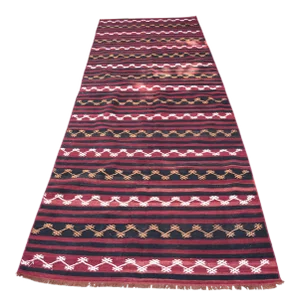 1960s Cabin Style Hand Knotted Kilim Runner