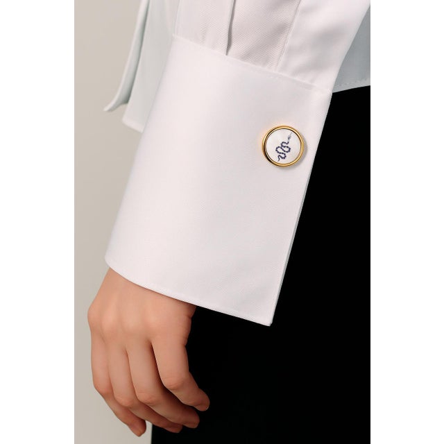 Mother of Pearl Cufflinks - Snake Cufflinks, A Pair For Sale - Image 4 of 5