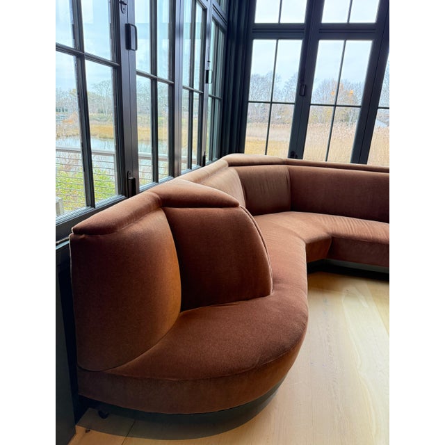 2020s Custom Mohair Velvet Banquette Sectional For Sale - Image 5 of 16