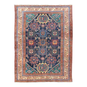 Antique Persian Malayer Carpet With Colorful, All-Over Sub-Geometric Design 4'5 X 6'2