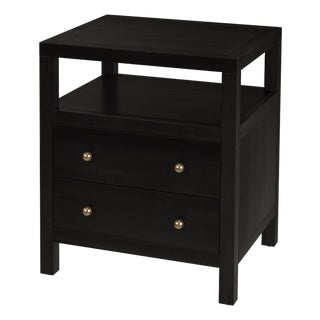 Nora 21 in. W Rectangular Wood 2 Drawer Nightstand with Open Shelf, Antique Coffee For Sale