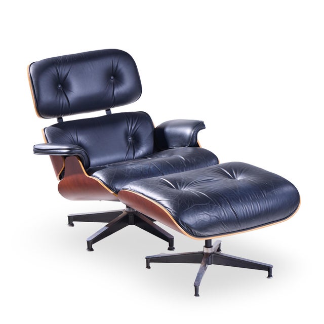 Charles and Ray Eames for Herman Miller Mid Century Eames Chair and Ottoman For Sale - Image 10 of 11