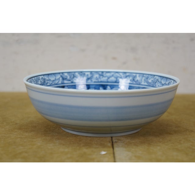 Vintage Chinese Chinoiserie Blue & White Floral Peony Bowls 6" - 8" - Set of 8 For Sale - Image 4 of 10