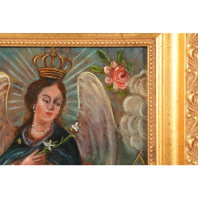 Mexican Our Lady of the Apocalypse, Oil on Tin, 19th Century For Sale - Image 3 of 11