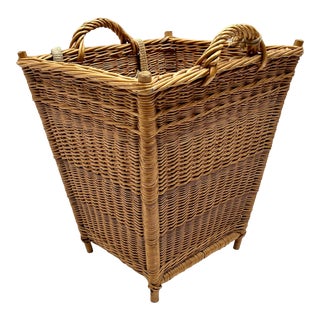 Early 1900s German Woven Wicker Harvest Basket For Sale