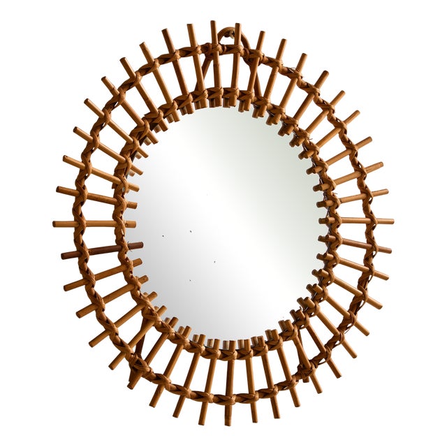 Cane and Rattan Framed Mirror For Sale