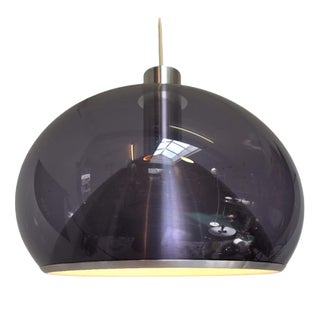 Dutch Space Age Mushroom Pendant Lamp in Grey-Blue Smoked Acrylic with Metal Insert from Dijkstra For Sale