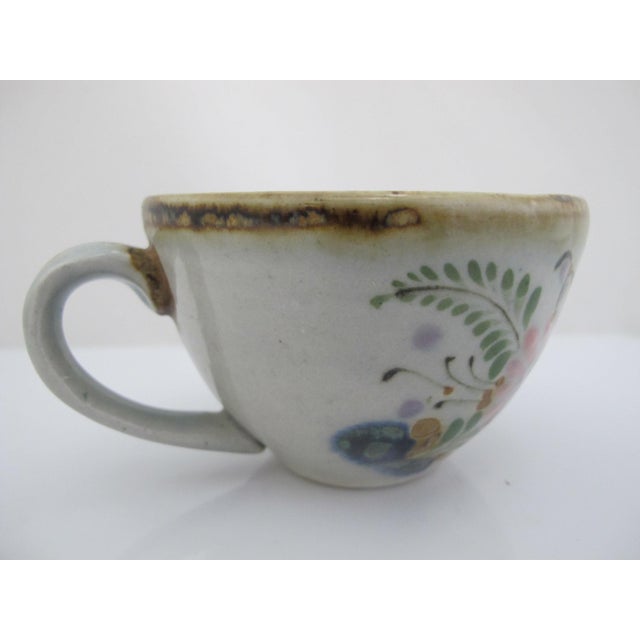 Ken Edwards El Palomar Flower Tonala Mexico Folk Art Stoneware Cup & Saucer For Sale - Image 9 of 13